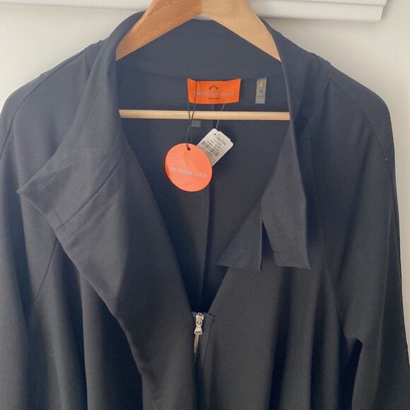 PATRIZIA LUCA NWT Trench Coat Women’s M Swing Jacket Black Y2K Goth Cyberpunk - Picture 5 of 12